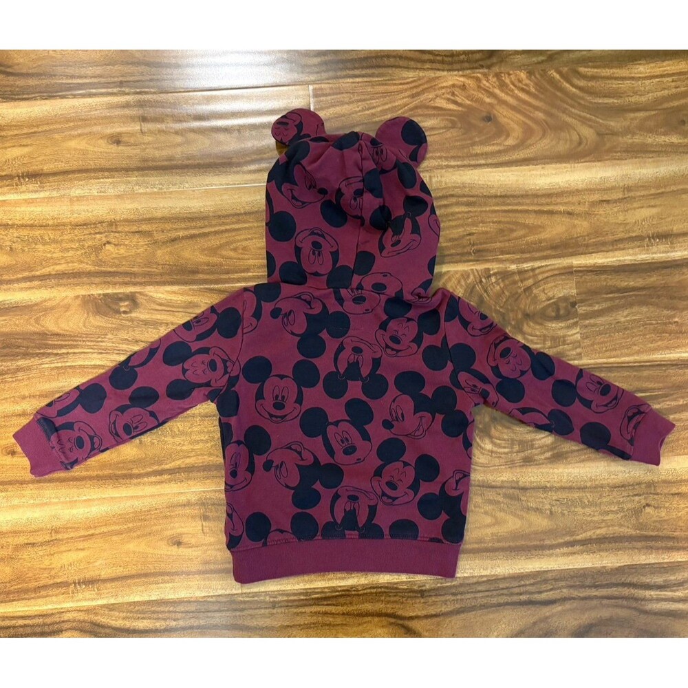 Gap Disney Mickey Hoodie Sweatshirt, Burgundy and Navy, Size 4T - Picture 2 of 5
